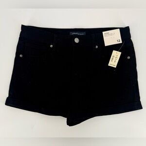 Aeropostale Women's High Rise MIDI Black Shorts